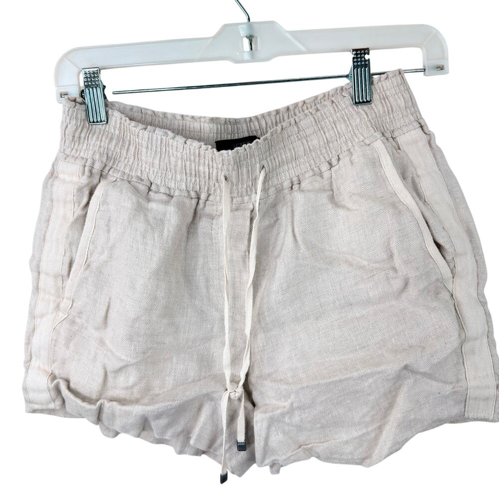 J.Crew Women's Linen Herringbone Drawstring Shorts Ivory Beach SIZE XS - Picture 1 of 6